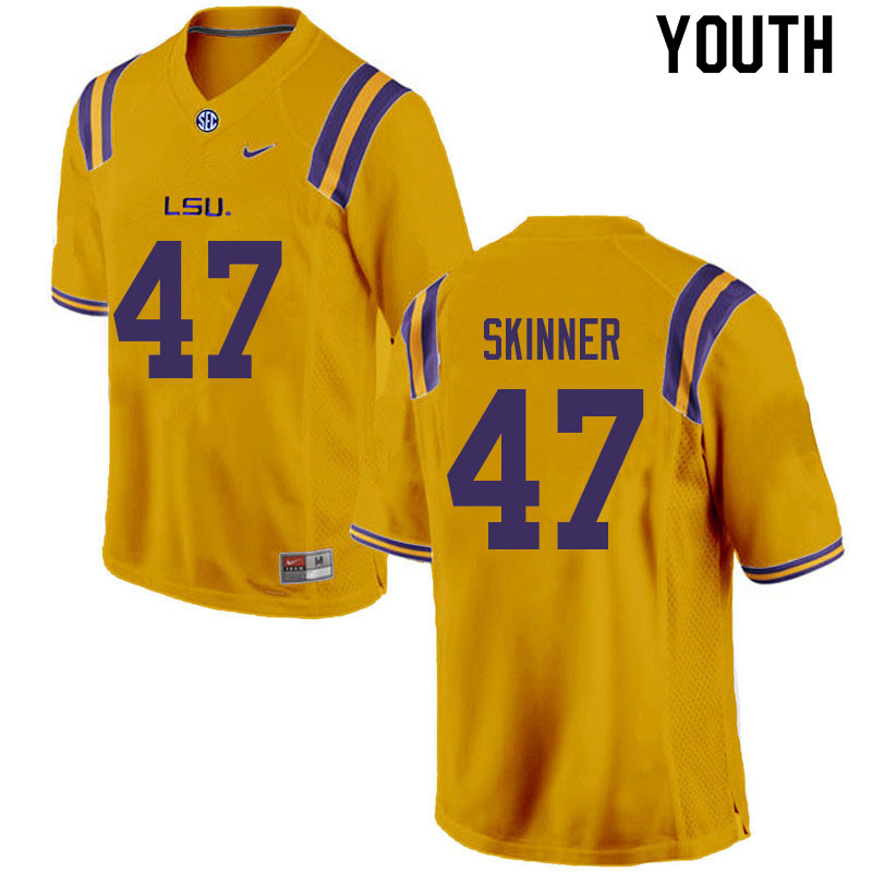 Youth #47 Quentin Skinner LSU Tigers College Football Jerseys Sale-Gold
